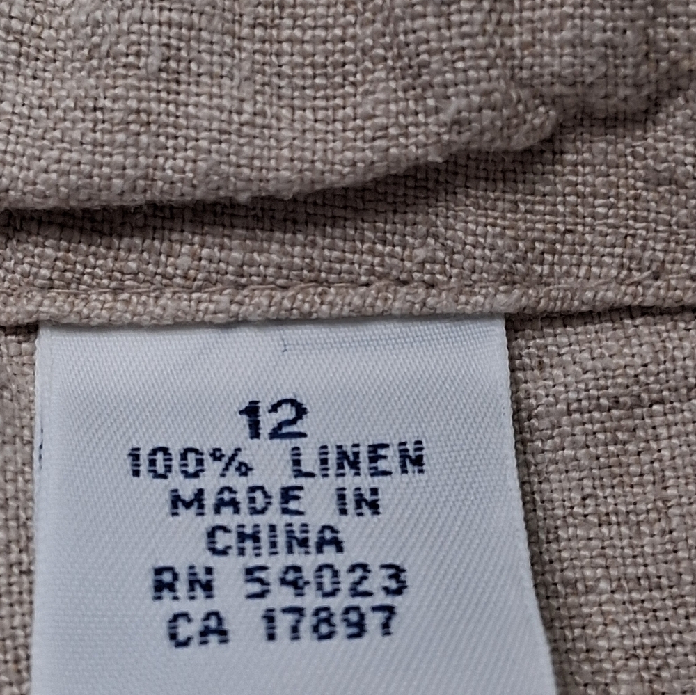 Tan 100% Linen Wide Leg Pants Size 12 - Picture 7 of 7